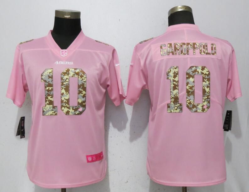 Women San Francisco 49ers #10 Garoppolo Pink Camouflage font love pink Nike Vapor Untouchable Player NFL Jerseys->new york yankees->MLB Jersey